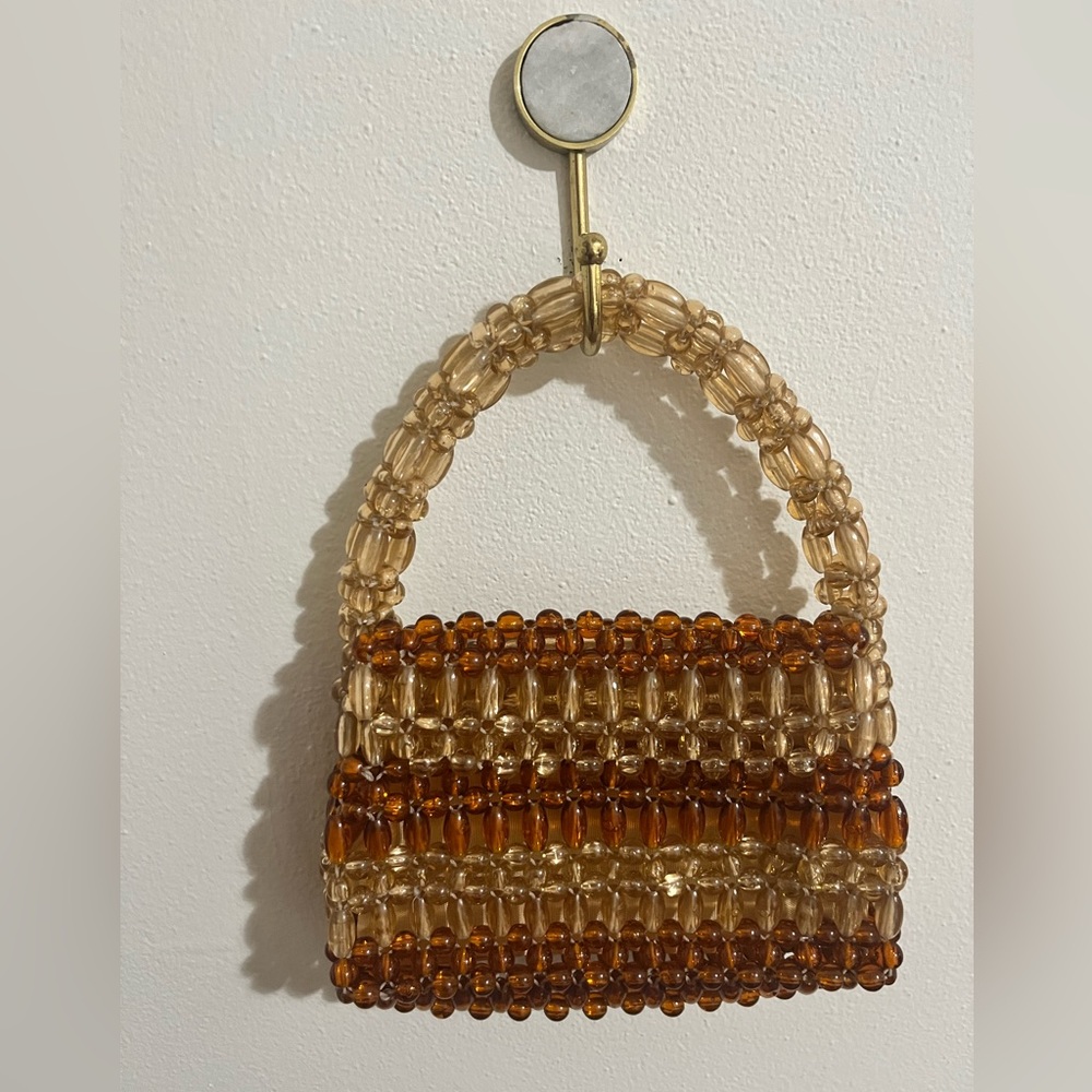 Vintage Amber Beaded Hand Bag